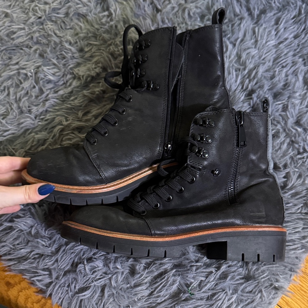 MIA Black Combat Boots with Brown Sole